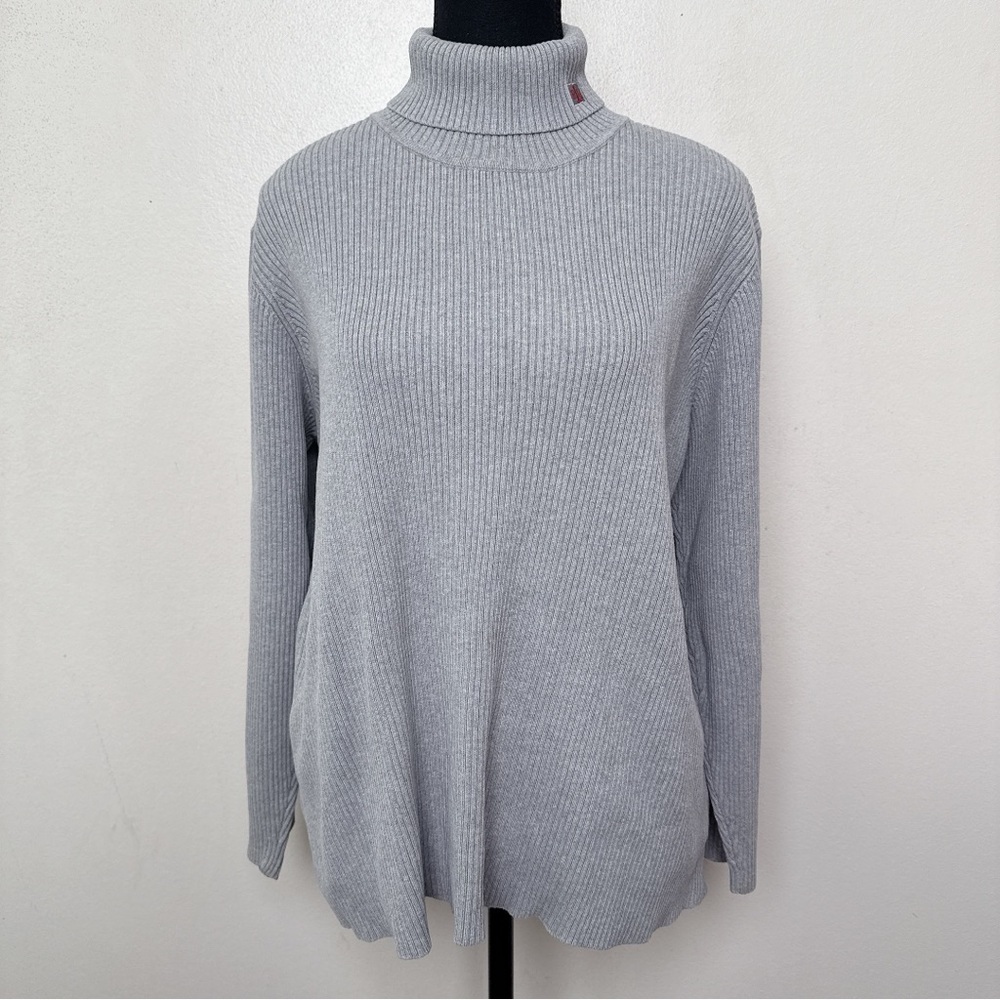 Lauren Ralph Lauren Womens Vintage Logo Embroidered Turtle Neck Ribbed Sweater